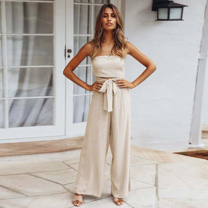Sleeveless Summer Jumpsuit with Stretchy Waist