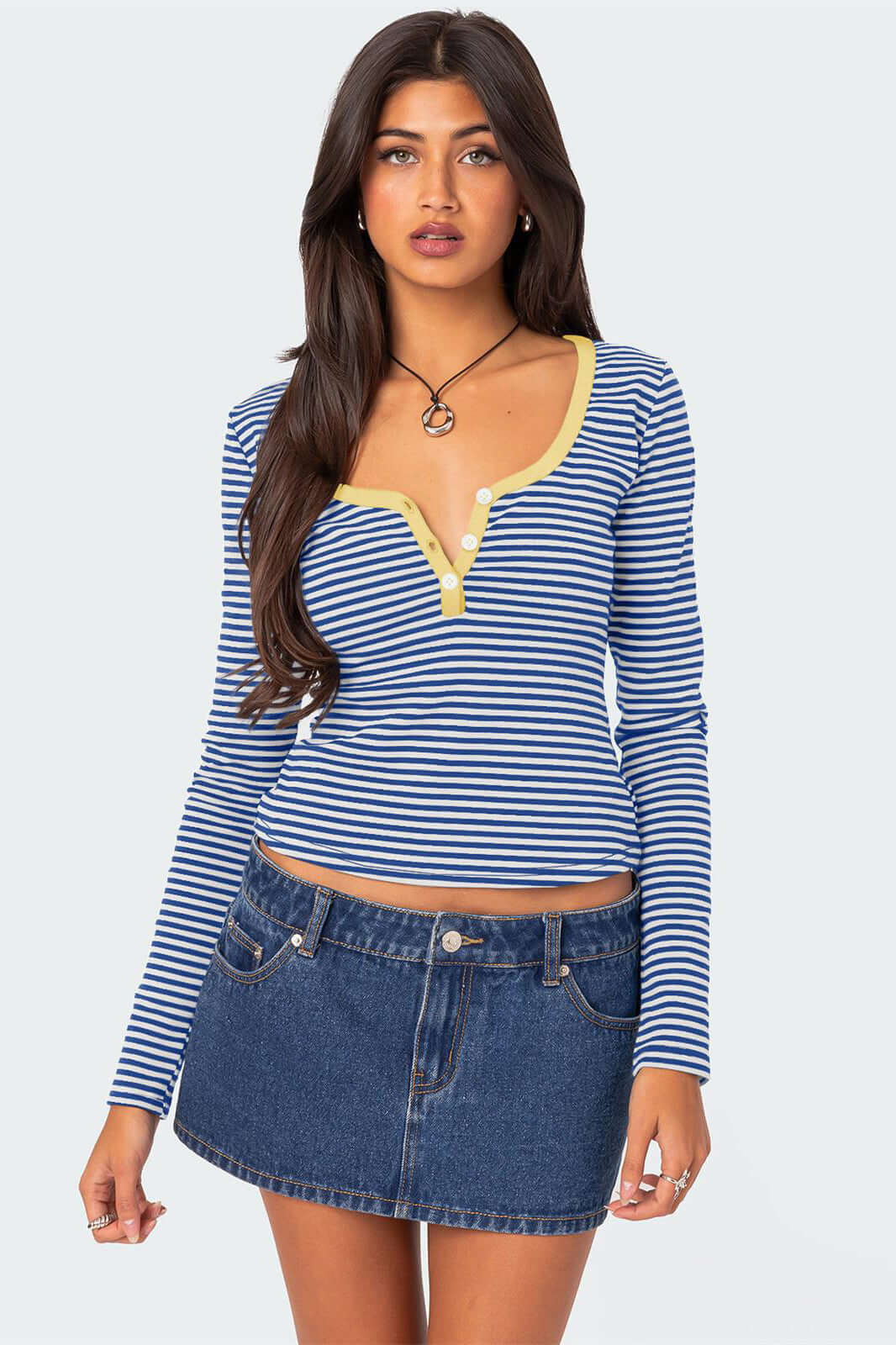 Ladies' Classic Breasted Striped Tee Shirt