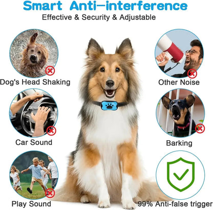 "Adjustable dog anti-bark collar with safe vibration training for all breeds, promoting peaceful pet behavior, fits 9-22 inch