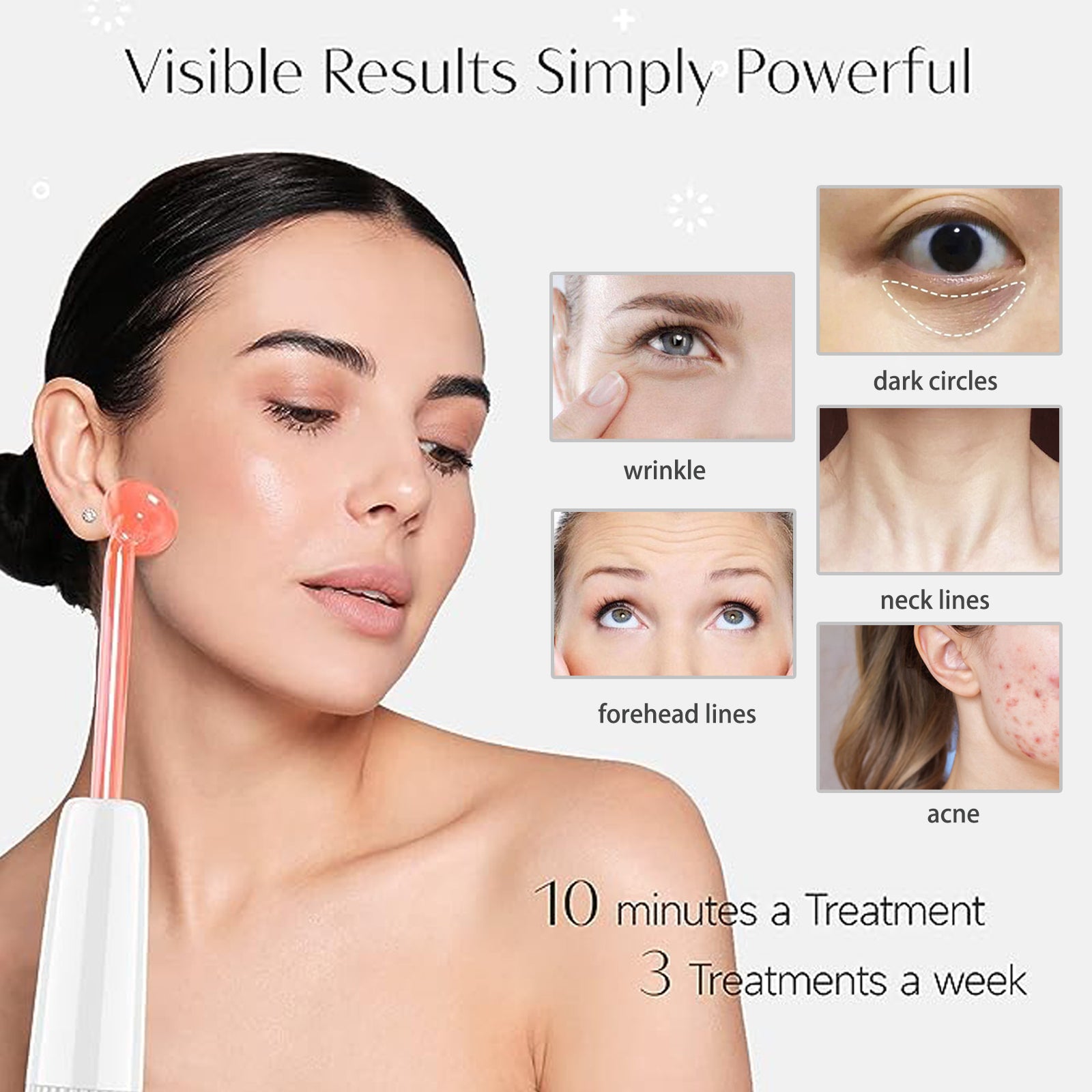 "Advanced high-frequency facial and hair therapy device with neon wands for anti-aging, acne reduction, and scalp stimulation