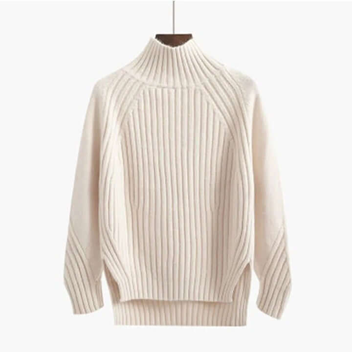 Relaxed Fit Crew Neck Knit Women's Sweater