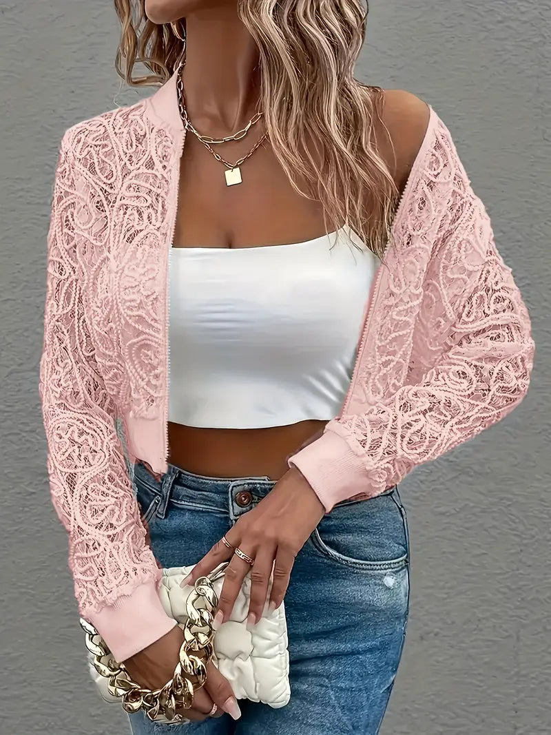 Short Embroidered Women's Bomber Jacket