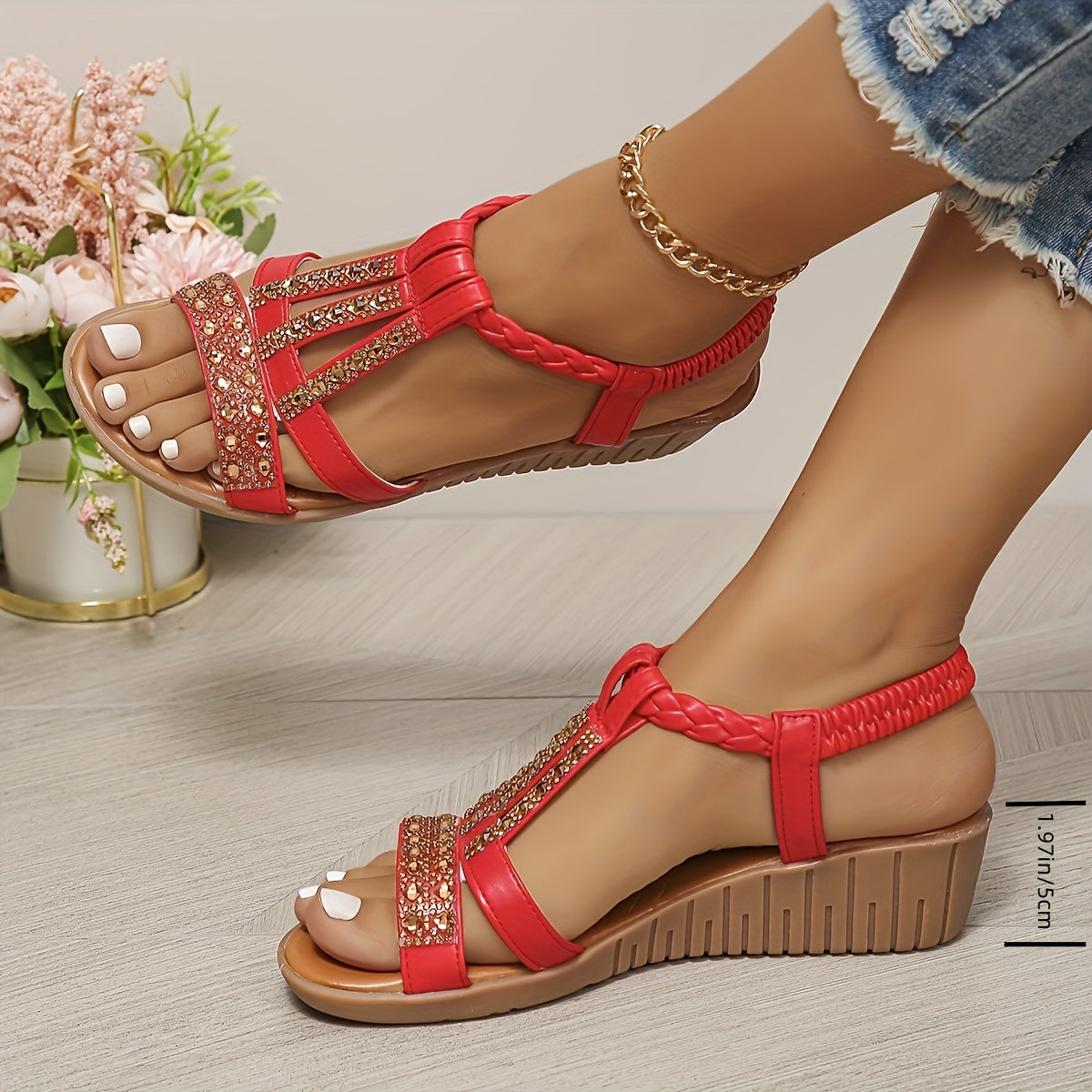 Sparkling Beaded Flat Sandals