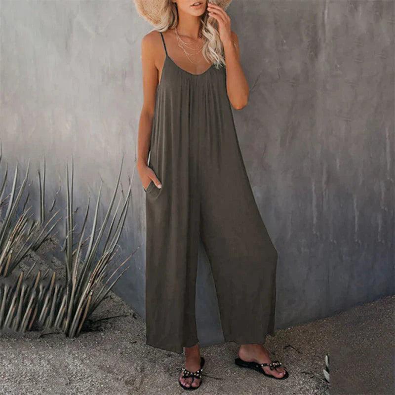 Casual Summer Sleeveless Jumpsuit with Pockets