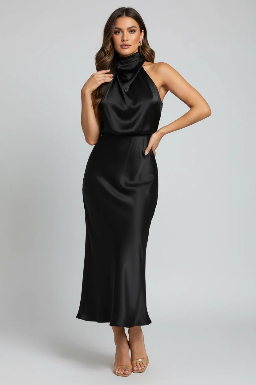 Elegant Cold Shoulder Evening Gown Dress - Luxivelle