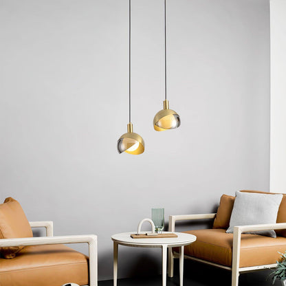 Customizable Chrome Hanging Lamp with Clear Glass Shade