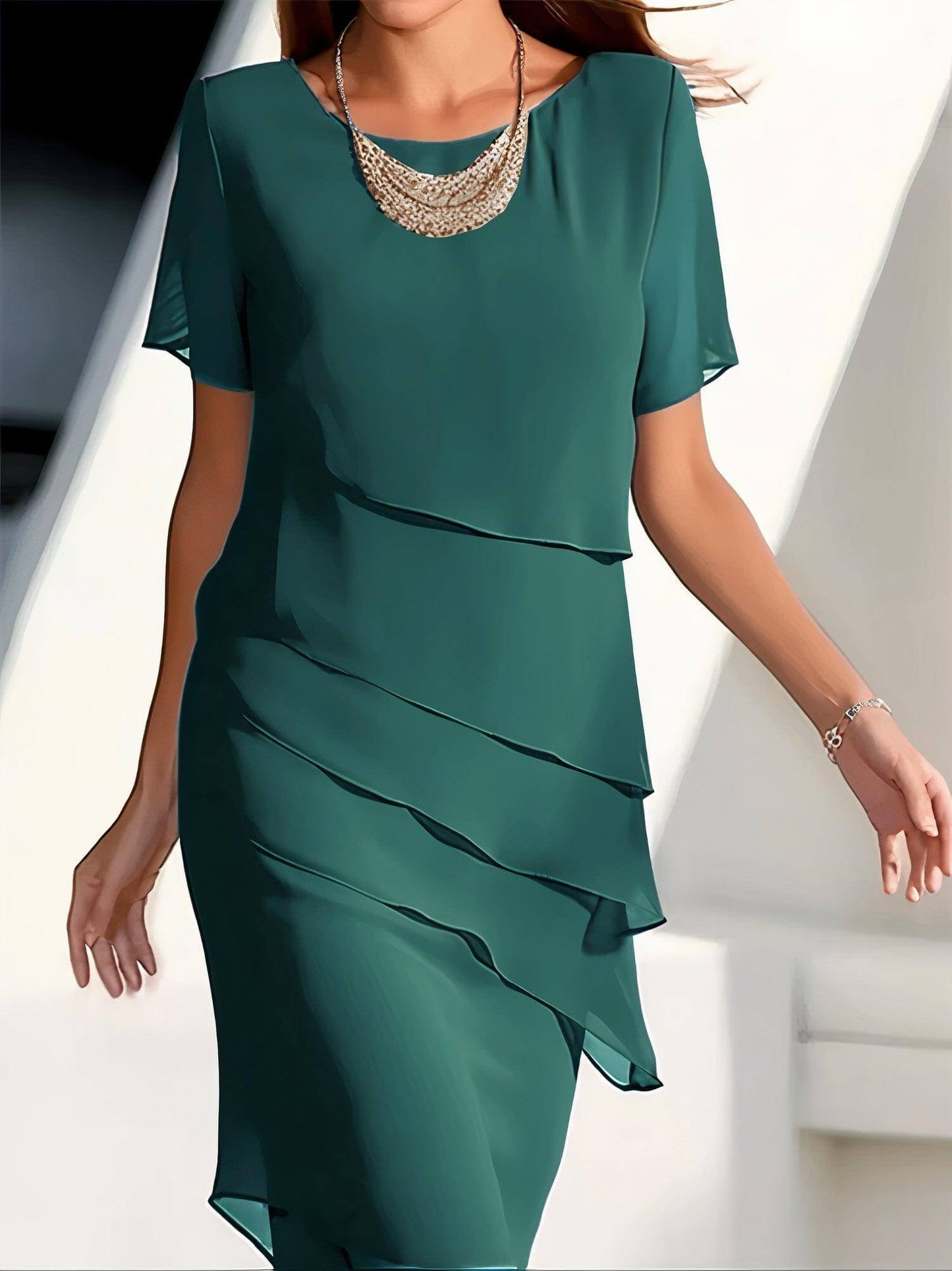 Flowy Ruffled Midi Dress for Women