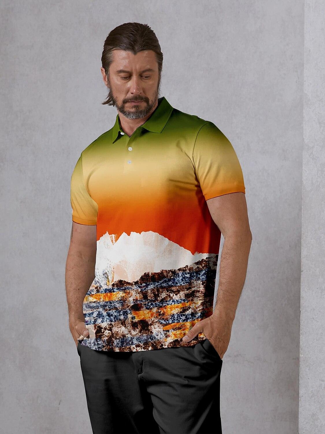 Graphical Print Polo Shirt Men's UPF 50 Protection - Luxivelle