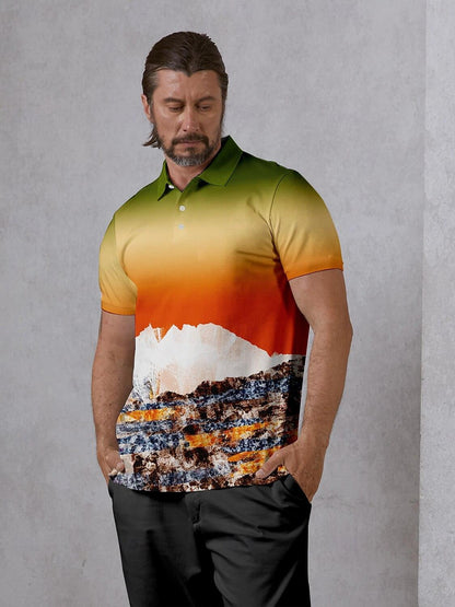 Graphical Print Polo Shirt Men's UPF 50 Protection - Luxivelle