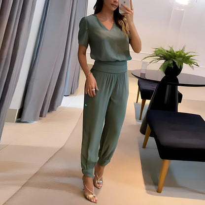 Ladies' 2-Piece V-Neck Suit Set