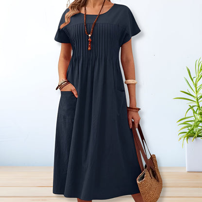 Variant image for Leona | Summer Dress - Linen Cotton, Casual Relaxed Fit with Pockets-1