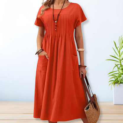 Variant image for Leona | Summer Dress - Linen Cotton, Casual Relaxed Fit with Pockets-17