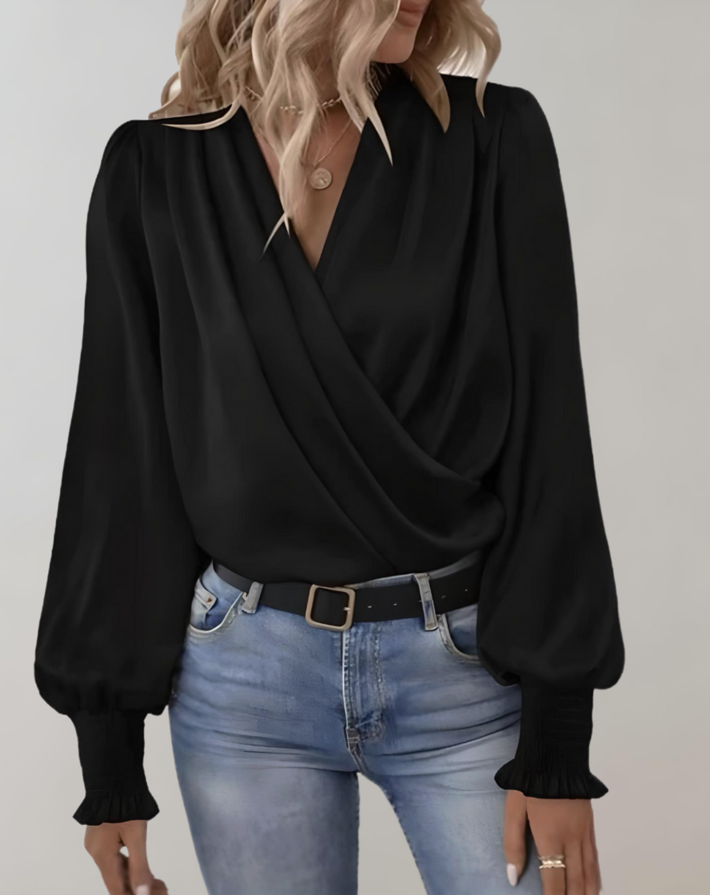 Ladies' Floral Relaxed Fit Peasant Blouse