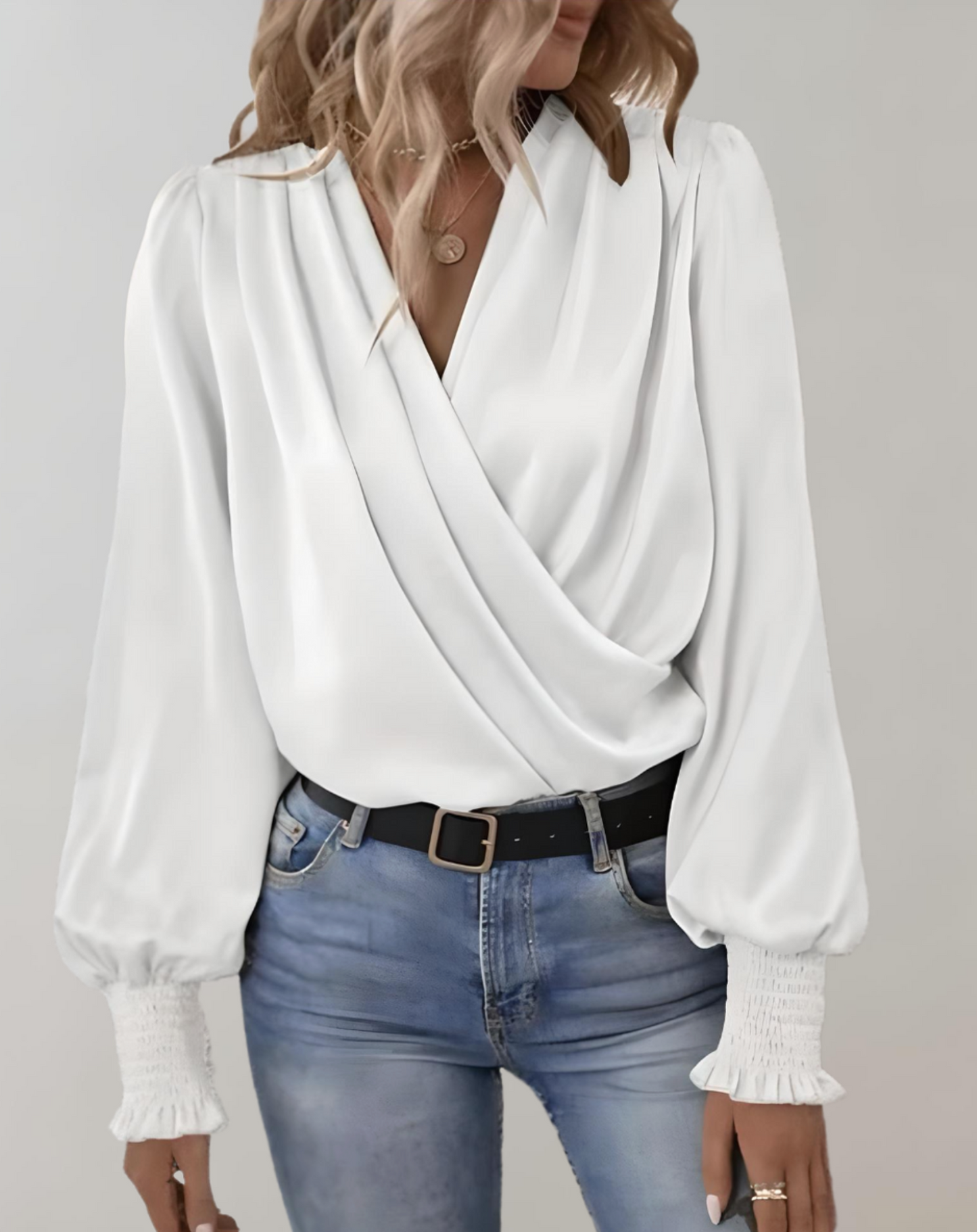 Ladies' Floral Relaxed Fit Peasant Blouse