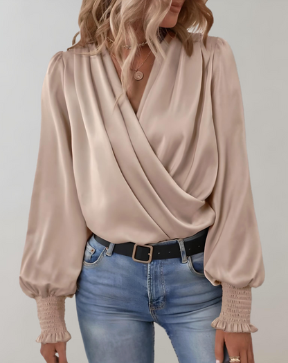 Ladies' Floral Relaxed Fit Peasant Blouse