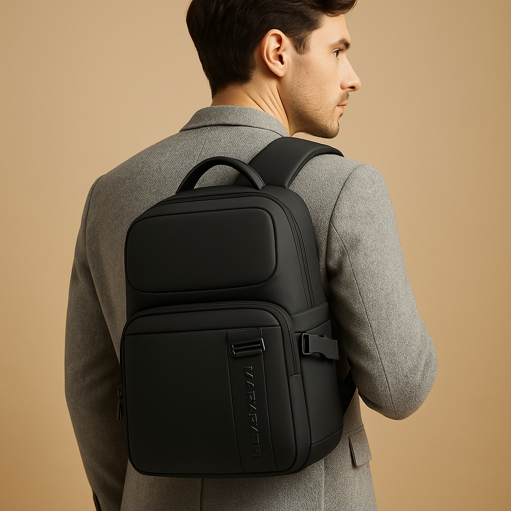 Anti-theft tech crossbody bag for men with RFID protection, shock-absorbing laptop sleeve, hidden compartments, and water-resistant design—ideal for travel and work.