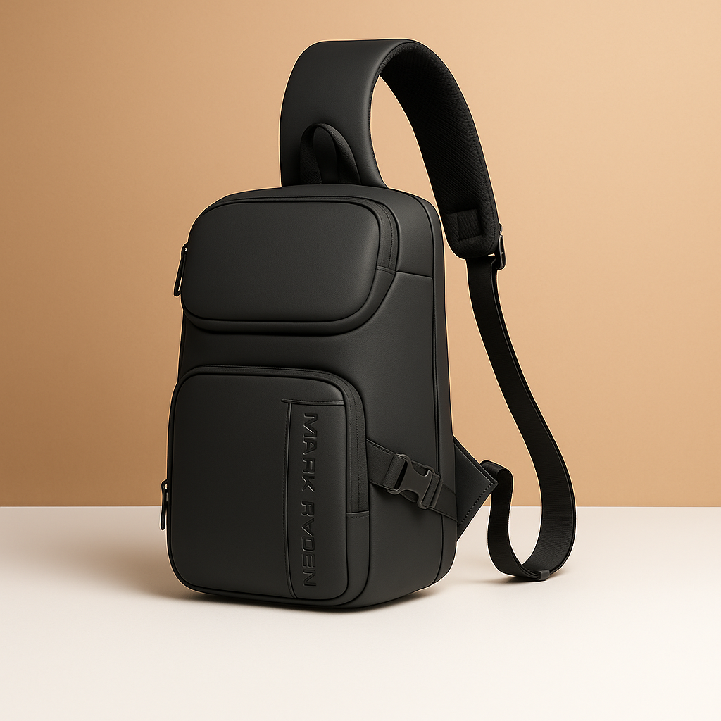 Anti-theft tech crossbody bag for men with RFID protection, shock-absorbing laptop sleeve, hidden compartments, and water-resistant design—ideal for travel and work.