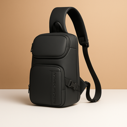 Anti-theft tech crossbody bag for men with RFID protection, shock-absorbing laptop sleeve, hidden compartments, and water-resistant design—ideal for travel and work.
