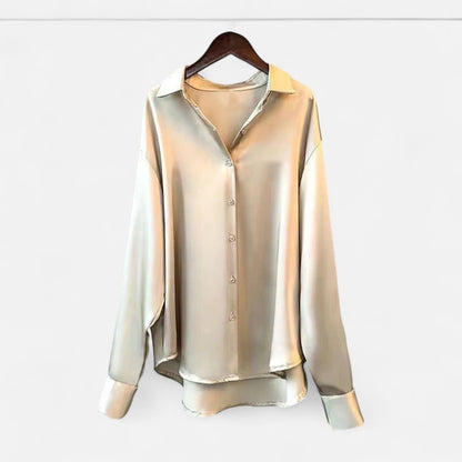 Ladies Elegant Silk Button Down Shirt - Luxivelle