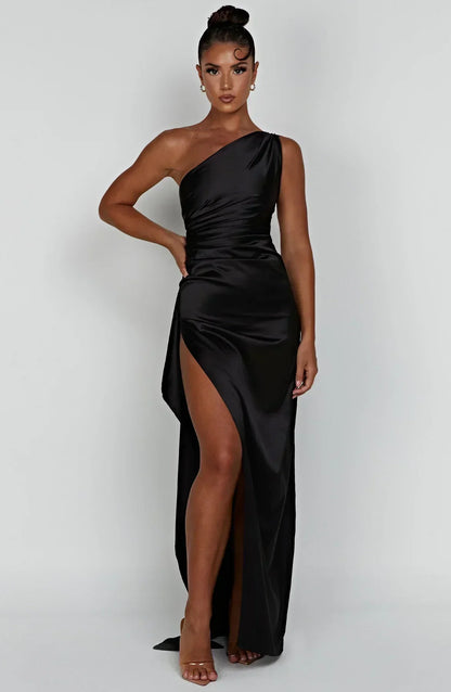 Luxury Satin Asymmetrical Evening Dress