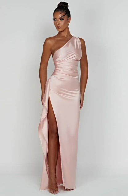 Luxury Satin Asymmetrical Evening Dress