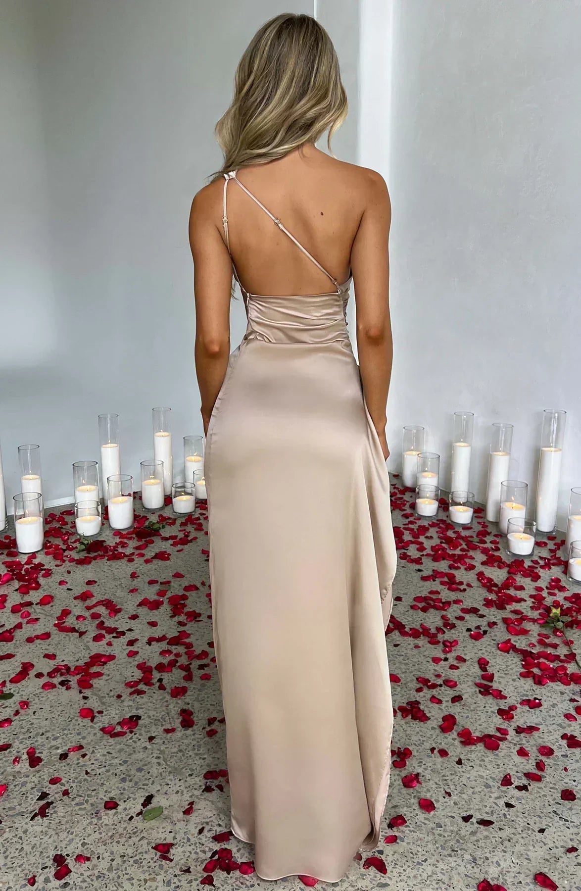 Luxury Satin Asymmetrical Evening Dress