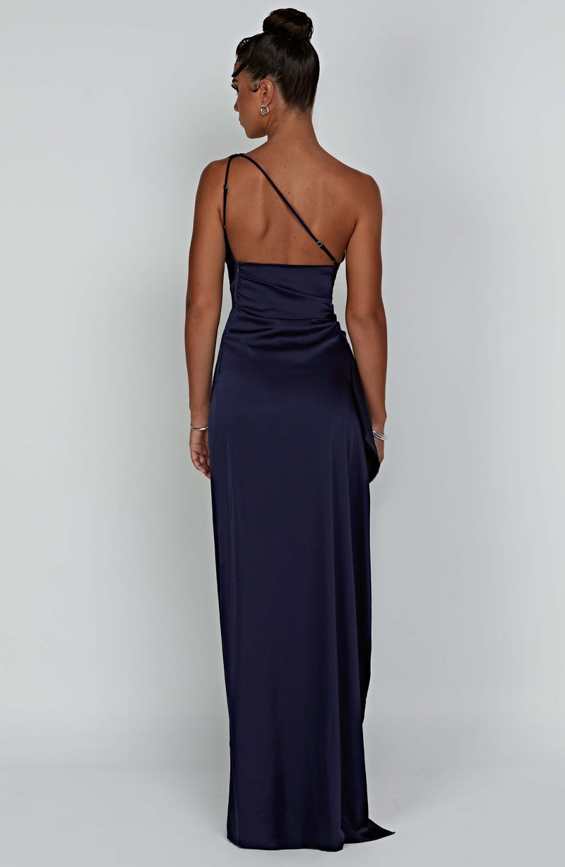 Sleek Satin One Shoulder Evening Bodycon Dress