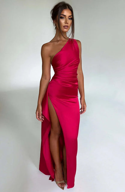 Luxury Satin Asymmetrical Evening Dress
