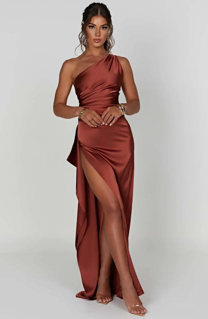 Luxury Satin Asymmetrical Evening Dress
