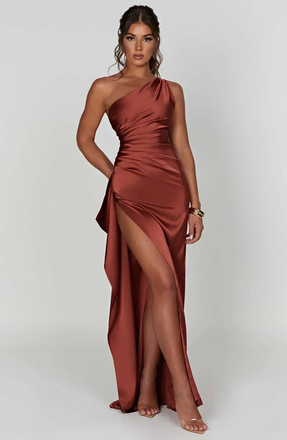 Luxury Satin Asymmetrical Evening Dress