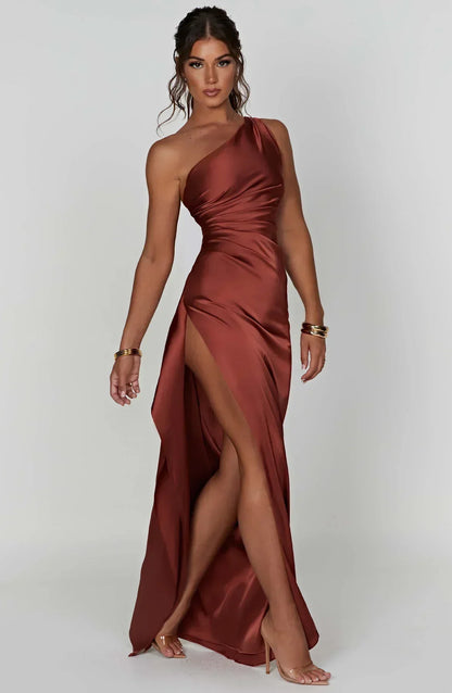 Luxury Satin Asymmetrical Evening Dress