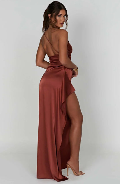 Luxury Satin Asymmetrical Evening Dress