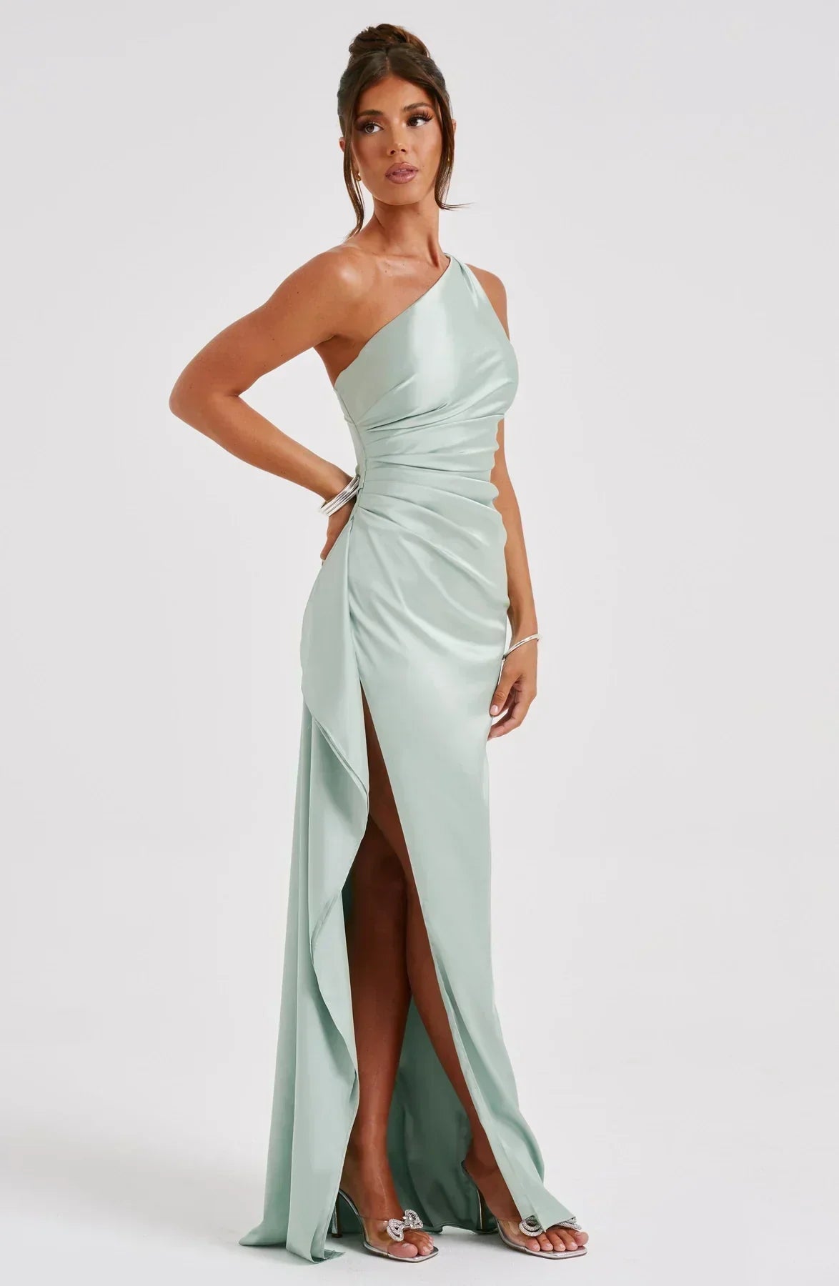 Luxury Satin Asymmetrical Evening Dress