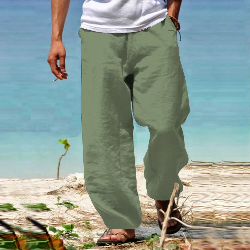 Milan | Men's White Linen Pants - Lightweight, Classic Cut Trousers for Casual and Semi-Formal Occasions-6