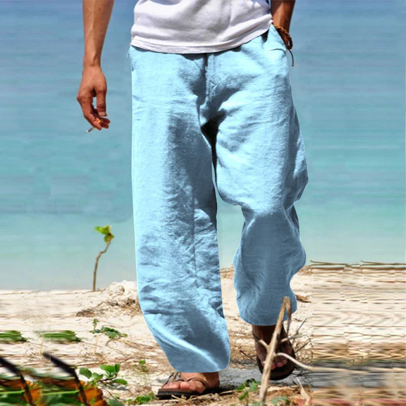 Milan | Men's White Linen Pants - Lightweight, Classic Cut Trousers for Casual and Semi-Formal Occasions-3