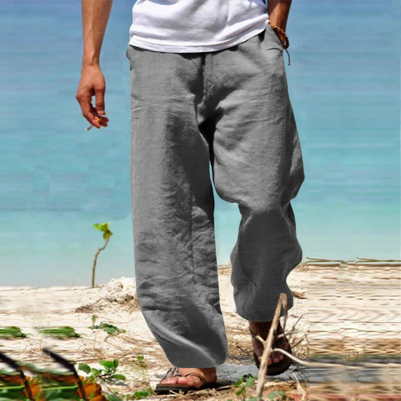Milan | Men's White Linen Pants - Lightweight, Classic Cut Trousers for Casual and Semi-Formal Occasions-4