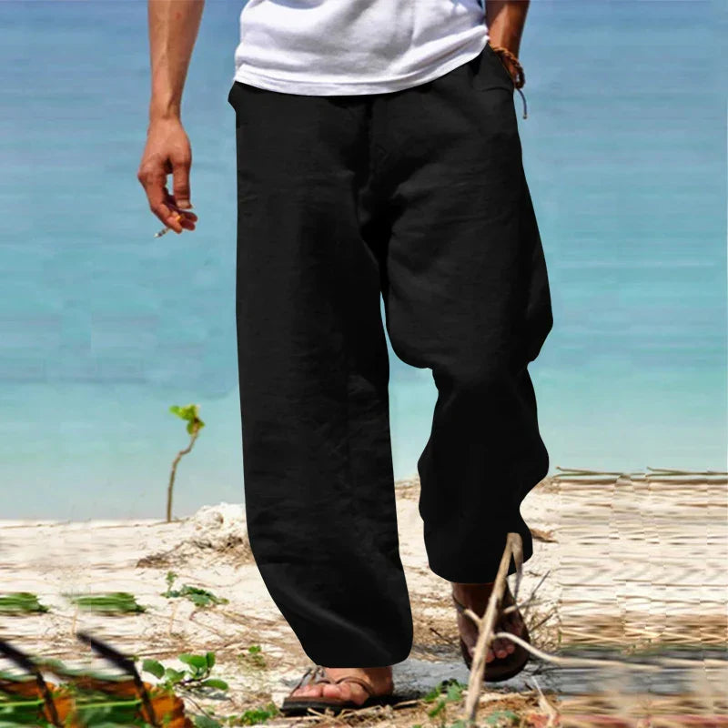 Milan | Men's White Linen Pants - Lightweight, Classic Cut Trousers for Casual and Semi-Formal Occasions-2