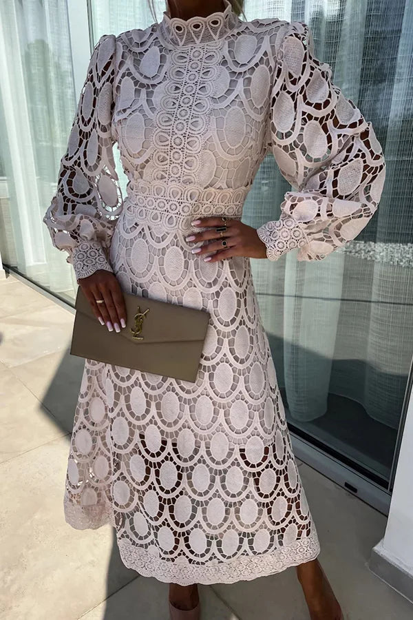 Beautiful Floral Midi Lace Dress