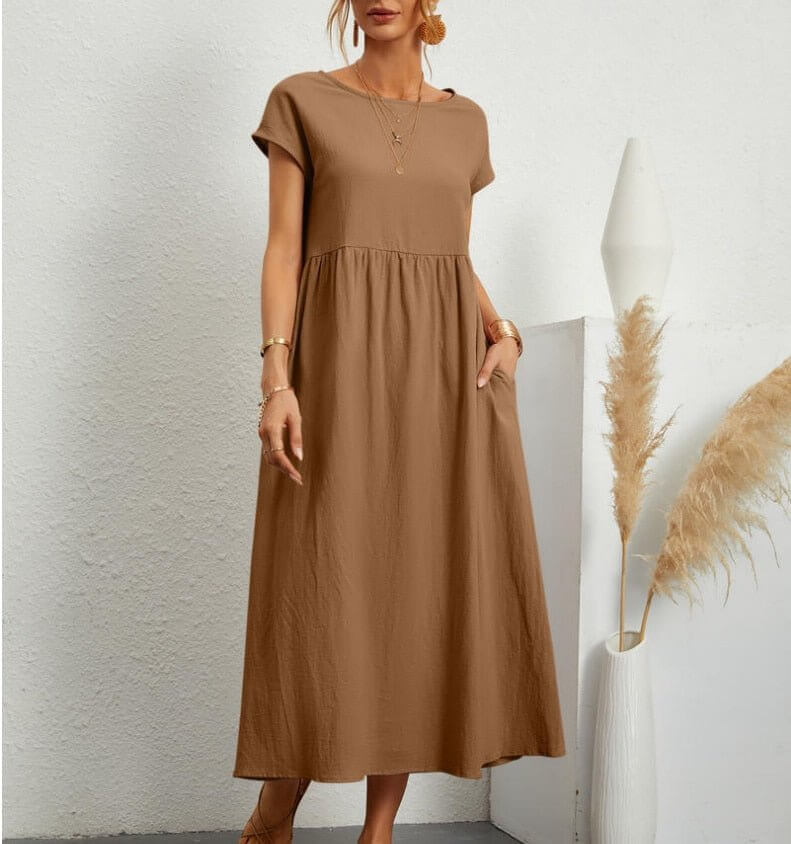 Breathable Strapless Mid Length Summer Dress