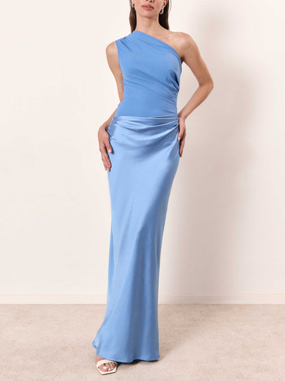 Chic Off Shoulder Ruffled Evening Maxi Dress