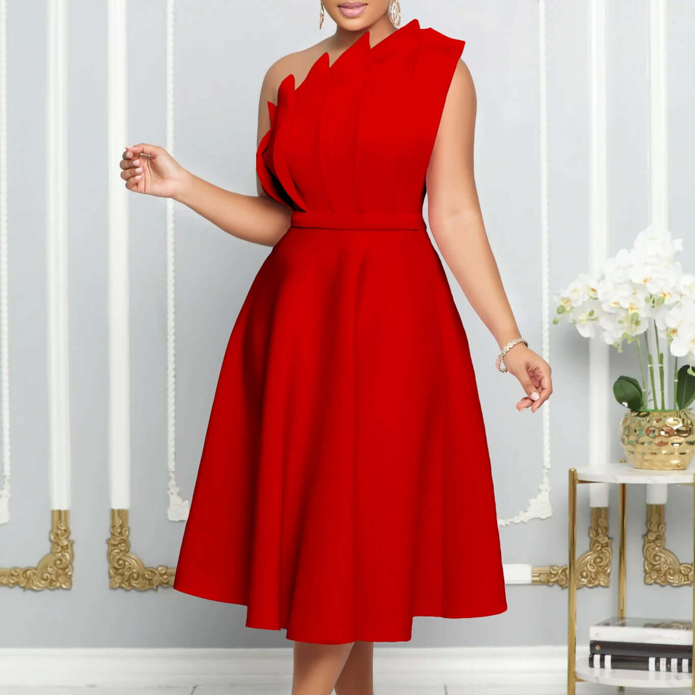 Chic Off Shoulder Flowy Party Dress - Luxivelle