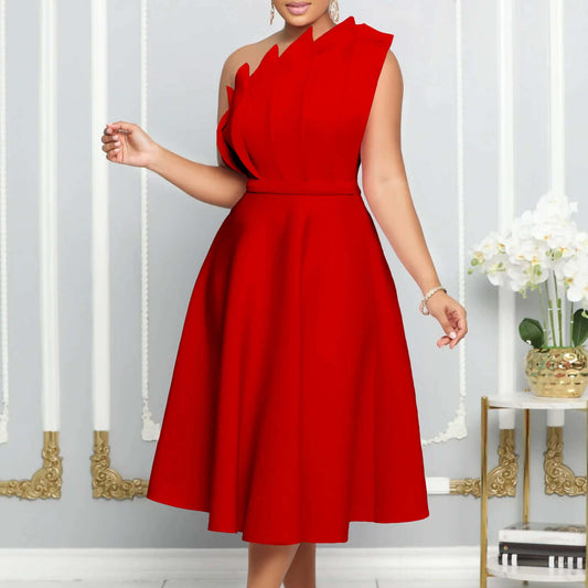 Chic Off Shoulder Flowy Party Dress - Luxivelle
