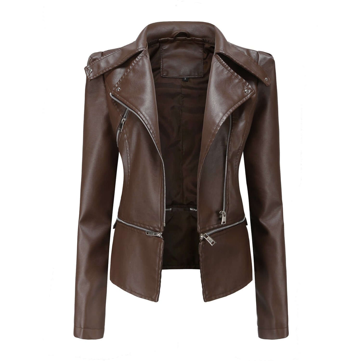 Faux Leather Biker Jacket for Women