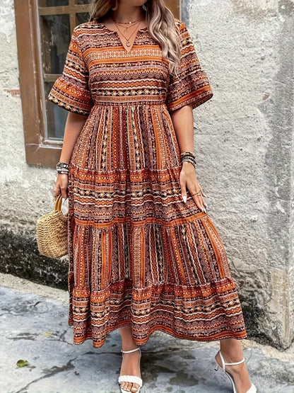 Vibrant Global Inspired Floral Maxi Dress