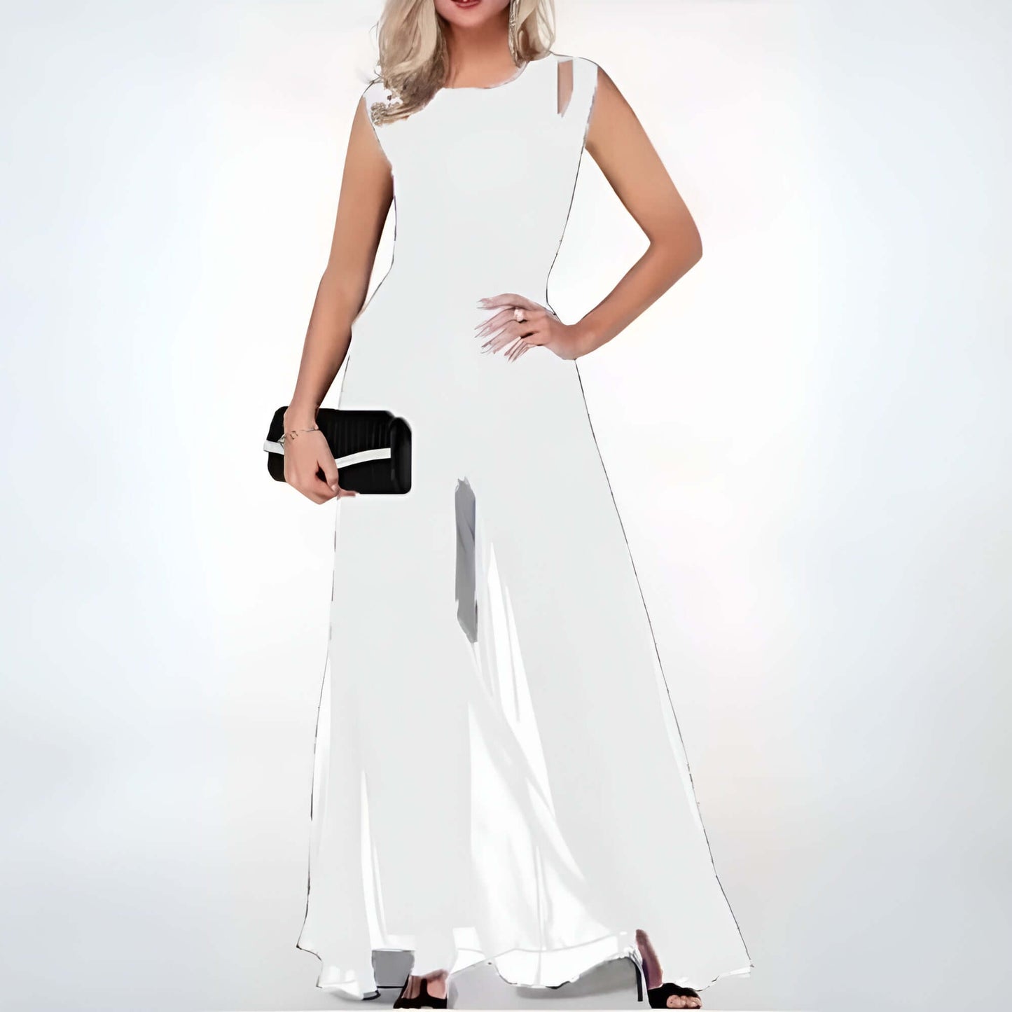 Summer Strapless Flowy Jumpsuit with Cut Out Design