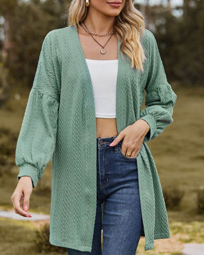 Women's Cable Knit Long Sleeve Cardigan - Luxivelle