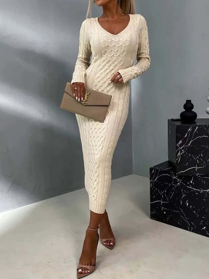 Warm Knit Back Lace Dress - Luxivelle