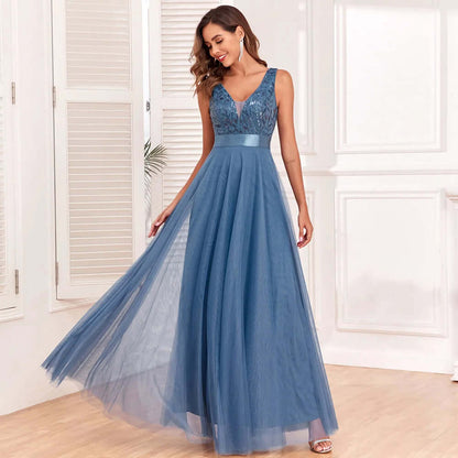 Ladies Elegant Scoop Neck Formal Dress