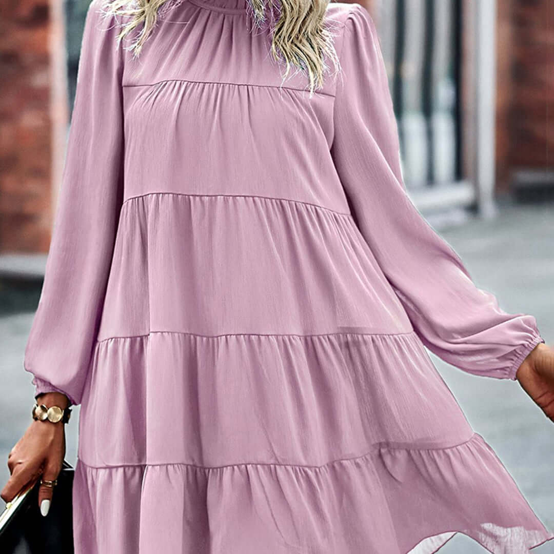 Layered Ruffle Neckline Dress - Chic - Luxivelle