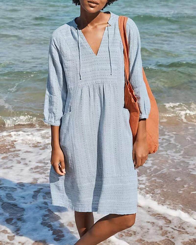 Classic Fit Button Front Shirt Dress - Luxivelle